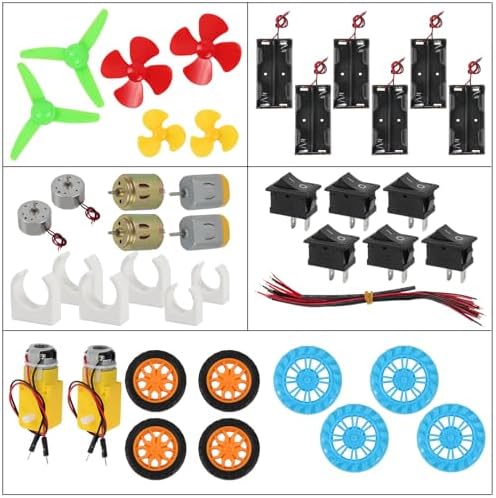 DC Motors Kit DIY Science Projects DC Motor Kit 3V-12V 25000RPM Mini Electric Hobby Motors with Plastic Gears, Battery Holder, Boat Rocker Switch, Shaft Propeller - Image 2