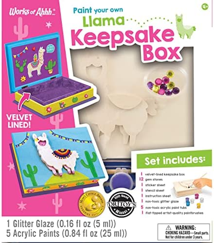 Masterpieces Craft Set - Llama Keepsake Box Classic Wood Paint Kit - Premium Quality Educational and Fun Activity for Kids and Families - Great Gift Idea for Holidays Birthdays and Everyday Use by WorksofAhhh