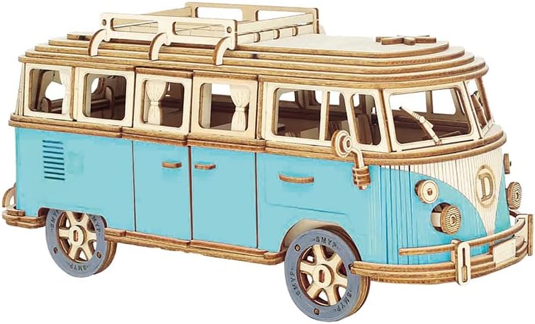 Children's Wooden Puzzle Camper Van - Wooden Car Model DIY3d Puzzle Toy Birthday Gift, 226PCS by Unknown