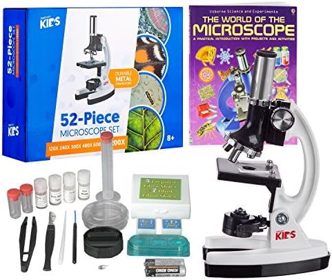 AmScope M30-ABS-KT2-W-WM Kids Microscope Kit, 1200X, 52-pc by AmScope