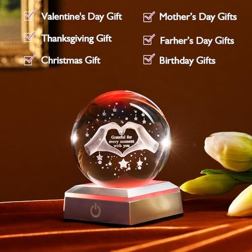 3D Heart Couple Gifts for Women Crystal Ball Lover Gift for Wife - Image 3