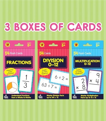 Carson Dellosa 3-Pack Math Flash Cards, Ages 8-12, Multiplication - Image 2