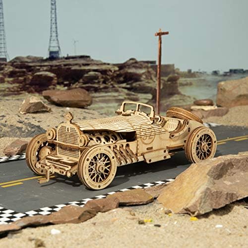 ROKR Model Car Kits Wooden 3D Puzzles Model Kits for Adults Educational Brain Teaser Assembly Model, Desk Decor/DIY Hobbies/Gifts (Grand Prix Car) - Image 4