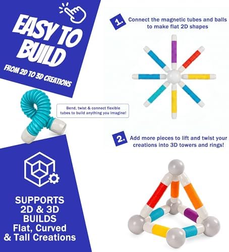 Magnetic Building Sticks for Toddlers 1-3, Flexible STEM Construction Toy - Image 5