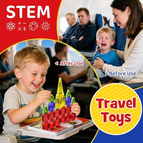 WMXDU Mini Magnetic Tiles with Iron Case, Kid's Travel Essential - Image 2