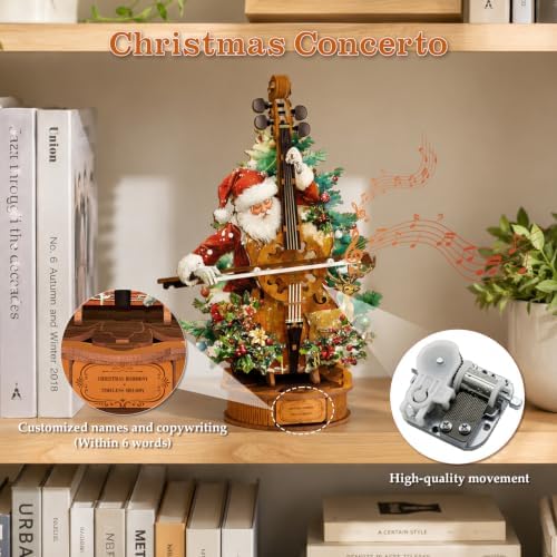 3D Wooden Puzzles for Adults, Christmas Cello Music Box, DIY Cello Model Kit with Base, Wooden Jigsaw Puzzle Desk Home Decor Birthday Puzzle Lover Gifts for Women Men - Image 2