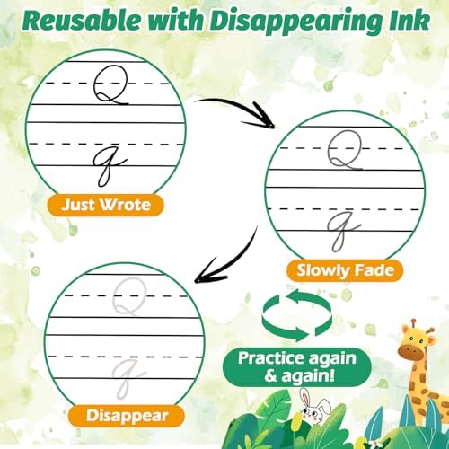 4-Pack Reusable Grooved Cursive Handwriting Workbooks with Disappearing Ink - Image 4