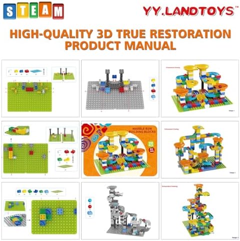 3in1 Marble Runs for Kids 4-8 Building Blocks/246Pcs Classic Big Blocks Toys Set Compatible with DUPLO LEGO Sets/Marble Maze Race Track/Montessori Learning STEM Toys for Kids Age 3,4,5,6,7,8+ - Image 2