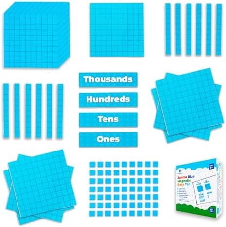 Simply magic 131+4 PCS Jumbo Blue Magnetic Base Ten Blocks + Headings by SimplyMagic
