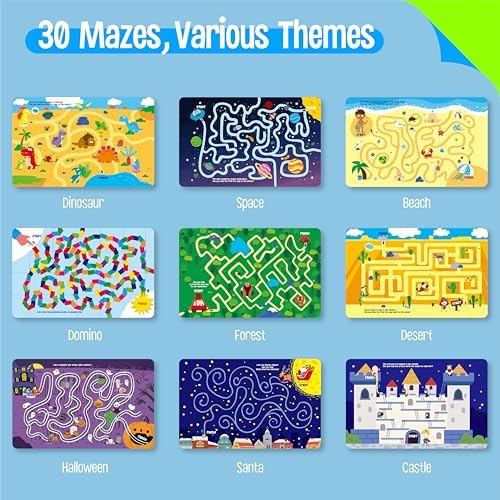 SpriteGru Dry Erase Mazes Game Pad, 30 Mazes Reusable & Erasable Book, Fun Brain Challenge Games Interesting Educational Toy and Learning Tool for Road Trip Airplane Travel - Image 6