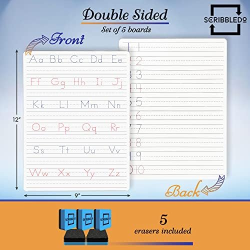 Scribbledo Letter Tracing Board, Dry Erase Alphabet Board with Eraser 5 Set - Image 2