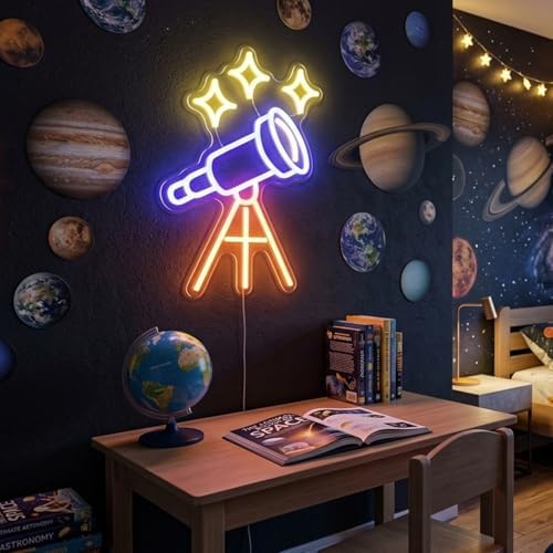 Telescope Neon Sign Stars LED Light for Bedroom Man Cave Game Room Decor - Image 2