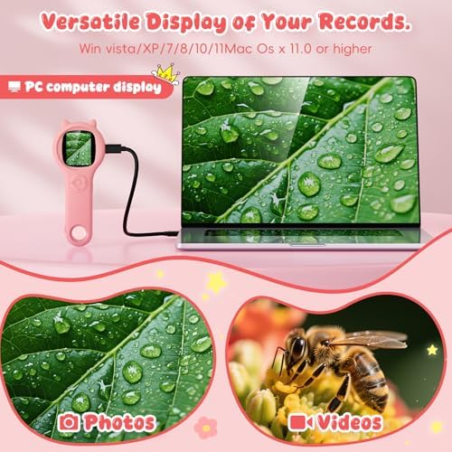 Kids Microscope for Girls, 500X Portable Digital Microscope with 2" IPS Screen, Cute STEM Learning Toy, Birthday Gift for Girls Age 5-12 (Pink) (Pack of 3) - Image 4