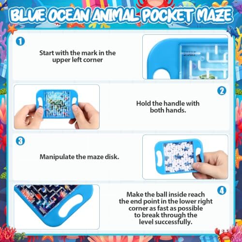 JellyArch 36 Pcs Mini Maze Puzzle Bulk for Kids Maze Cubes, Marine Animals - Image 4