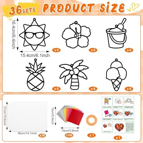Qyeahkj 36Set Hawaiian Suncatchers Crafts Kit for Kids - Image 2