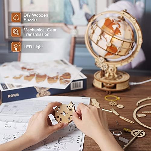 ROKR 3D Wooden Puzzles for Adults Bundle Set - Illuminous Globe & Large Marble Run, Unique Gift Hobby for Boys Girls Family - Image 4