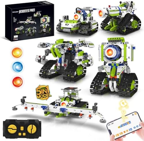5 in 1 Robot Building Set with LED Eye for Boys Kids Ages 8-14 by SUPLANET