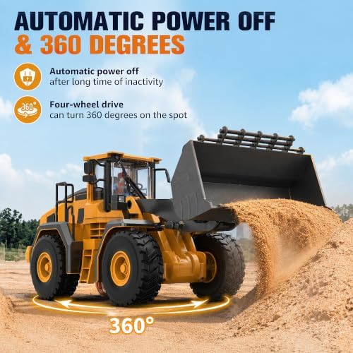 KidsFaves RC Wheel Loader Toy – 9-Channel RC Construction Vehicle, 1:20 Scale, with Sound and Light Effects– Suitable for Kids Ages 3+ - Image 3