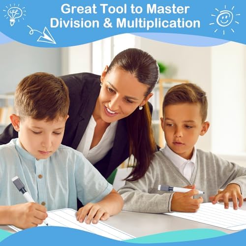 Aizweb 12 Pack Long Division Dry Erase Board Card,12" x 9" Multiplication Small Whiteboard Math Manipulatives for Kids Student Classroom Must Have Homeschool Teacher Supplies Learning Activities - Image 3