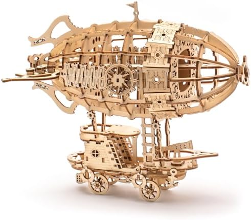 3D Wooden Puzzles for Adults,Wooden Toy for Kids and Adults,Model Building Kit,Educational Brain Teaser,Best Educational Christmas Birthday Day Gift for Friends (Wooden Airship) by Unknown
