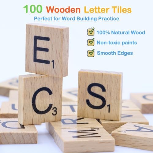 Spelling Game for Kids Ages 3-8, Word Building & Sight Word Games, Phonics Learning Toy with 100 Wooden Letter Tiles & 30 Double-Sided Flashcards, Preschool Kindergarten Early Reading Game - Image 6