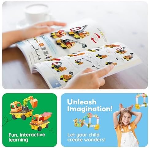PicassoTiles Magnetic Tile Idea Book, 300 Builds Illustrated Guide, Ages 3+ - Image 5