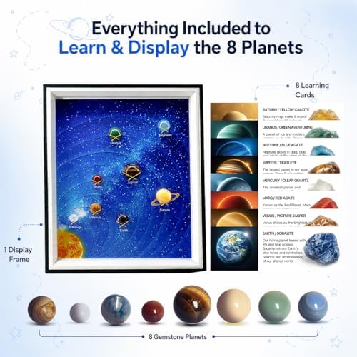 Solar System Project Kit for Kids 8-12, 8 Real Gemstone Planets - Image 2