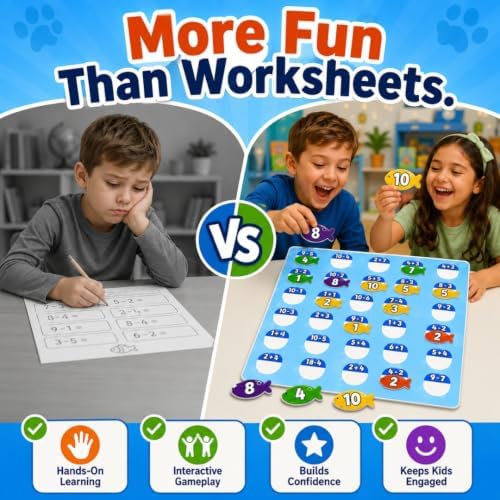 Pidoko Kids Purrfect Math | Math Games for Kids Ages 5+ | Addition and Subtraction Magnetic Fish Game - Image 4