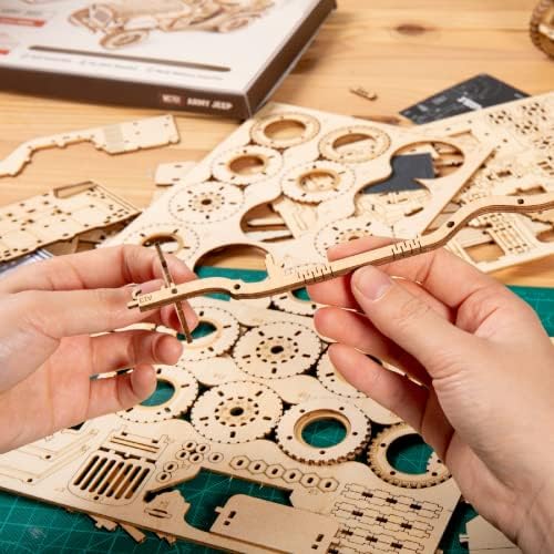 ROKR Model Car Kits Wooden 3D Puzzles Model Building Kits for Adults-Educational Brain Teaser Assembly Model for Adults to Build, Desk Decor/DIY Hobbies for Teens&Kids (Jeep Wrangler/7.5 * 4 * 3.5) - Image 3