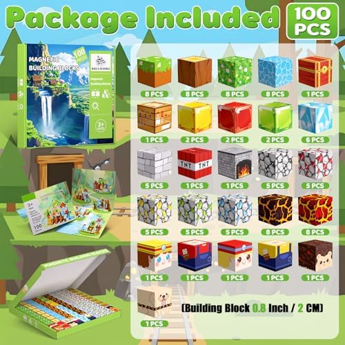 Magnetic Blocks, 100PCS Building Cubes, Boys Kids Gifts Toys - Image 2