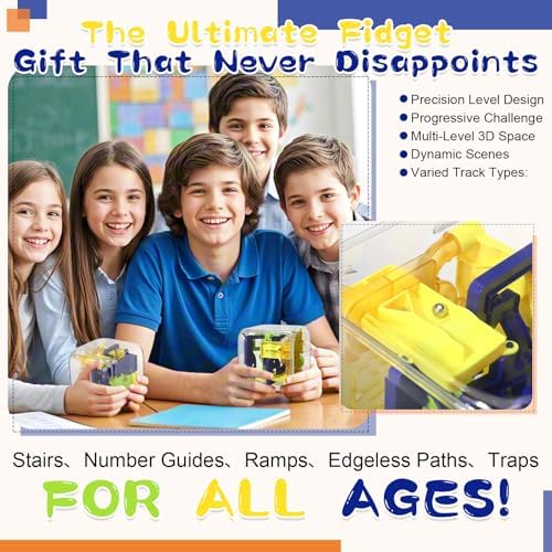 1 Sets Large Labyrinth 3D Maze Cube Puzzle Maze Game Gravity 3D Puzzle Cube Brain Teaser Ball Games for Kids Education Sensory Toys Gift for Adults (Upgrade Version,Yellow) - Image 4
