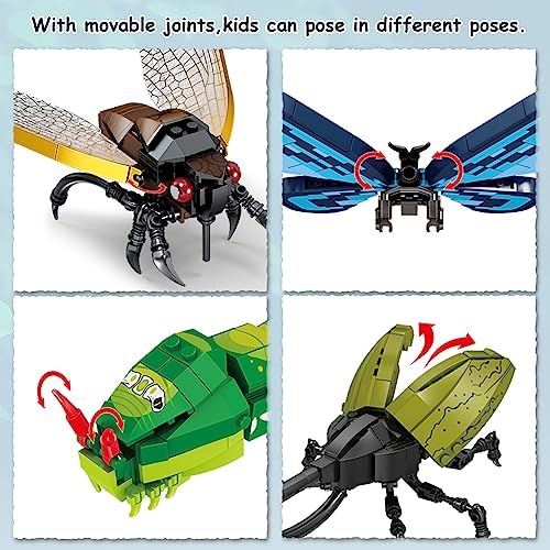 KAZI Ideas Insect Collection Building Set,with Life-Like Blue Butterfly,Hercules Beetle and Cicada Display Models for Nature Lovers,767 PCS Insects Building Blocks,Bug Building Set - Image 6