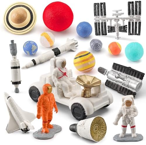 19PCS Planets Solar System Astronaut Figure Toy Children Solar Power Kit Space Exploration Spaceman Science Kit for Kids Party Birthday Gift by BRETOYIN