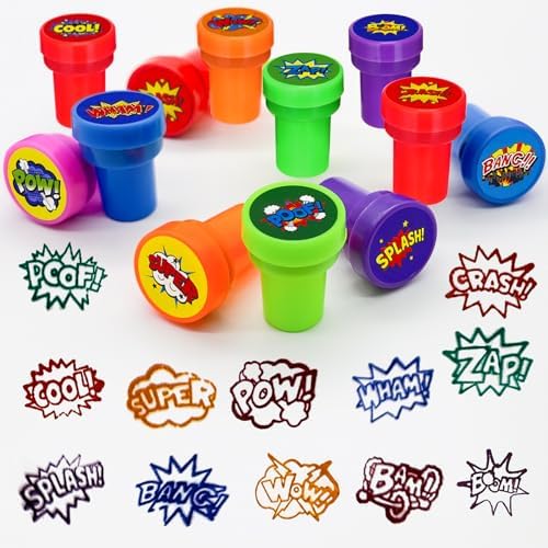 Cinrobiye 24 Pcs Hero Stampers Party Favor Set, Cute Superhero Stamps for Kids Birthday Party, Classroom Rewards, Carnival Prizes, Goody Bag Fillers, Super Hero Themed Party Supplies - Image 4