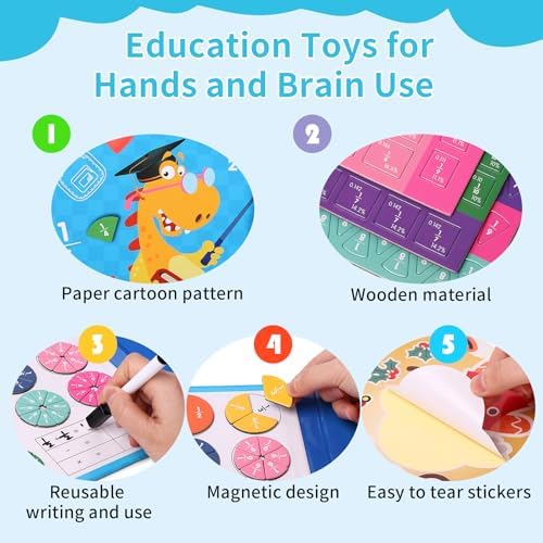 Easter Basket Stuffers Magnetic Fraction Educational Puzzle - 110pcs Math Fraction Manipulatives for Elementary,Montessori Magnetic Book Fraction Puzzle for Children - Image 3