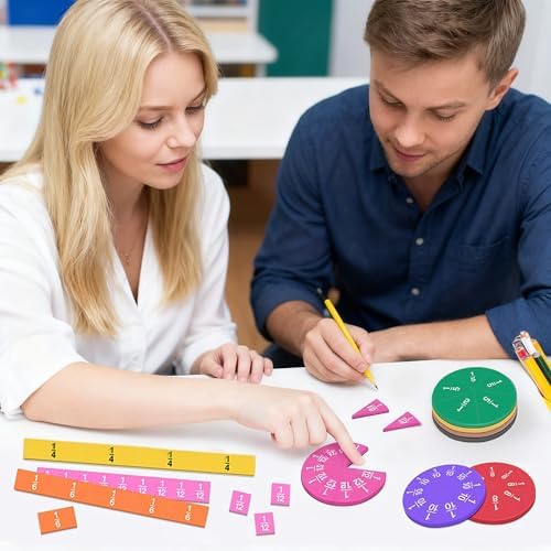 Meetory 102 Pcs Magnetic Fraction Tiles & Fraction Circles, Math Manipulatives for Teacher Learning Educational Resources Early Math Skills - Image 5