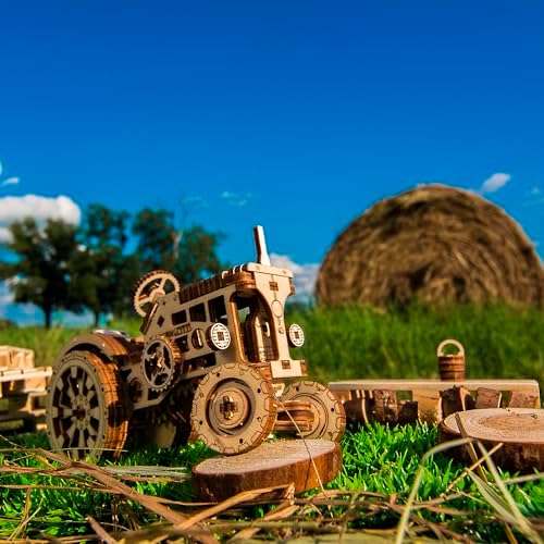 WOODEN.CITY Tractor 3D Puzzles for Adults – Mechanical Farm Tractor Model for Adults & Teens, 148-Piece DIY Kit with Moving Wheels, Made in EU - Image 3