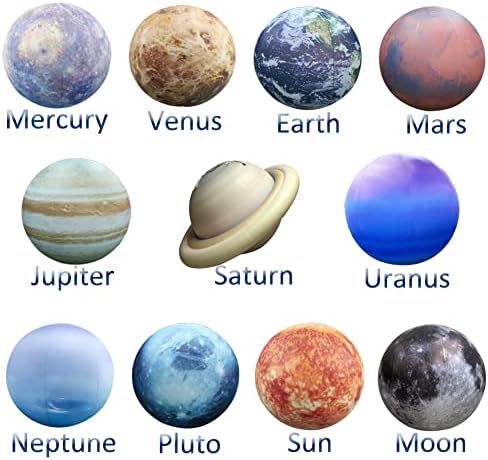 Inflatable Space Planets Solar System Set- 8 Planets +Pluto+Sun and Moon-11 Pieces, Astronomy for Education Galaxy Space Theme Party Decoration (11 Balloons, 40 inches) - Image 2