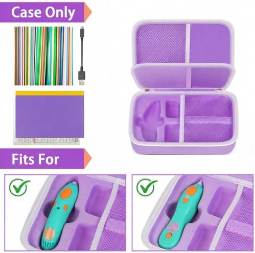 casmilee Case for 3Doodler Start+ Essentials (2023/2024) for 3D Pen Set for Kids, Art Activity Set Storage for Educational STEM Toy- Box Only (Case Only, Light purple) - Image 2