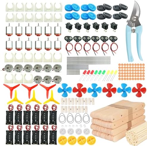 EUDAX 465PCS DC Motor Kit STEM Mini Electric Motor Kit for DIY Science Projects, LED Light Vanes Propeller, AA Battery Holder, Plastic Gears, Electrical Engineering Kit for Education Projects - Image 2