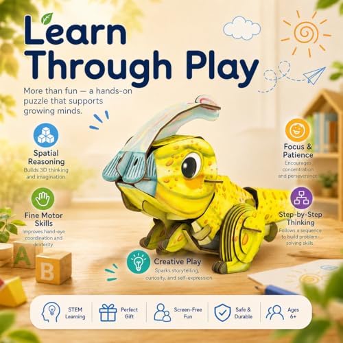 MierEdu Build 'N' Sound 3D Puzzle for Kids, Animal Puzzle with Sound Module, Educational STEM Craft Kit, FSC Paper Model Building Toy Gift for Ages 6+ - Image 7