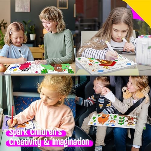 SpriteGru Coloring Activity Book, 30 Dry-Erase Pages Animals to Color, Fun & Creative Coloring Pages for Toddlers, Kids, Teens, Adults, Reusable Activity Pad for Road Trip, Travel, At Home - Image 4