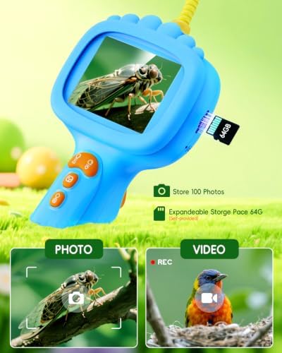 Borescope Snake Camera with Light for Kids, Outdoor Educational STEM Toys, Science Gifts for 5 Year Old Boy, Camping Nature Activities, Best Birthday Gift for Boys, Girls Ages 4,5,6,7,8,9,10(Blue) - Image 2