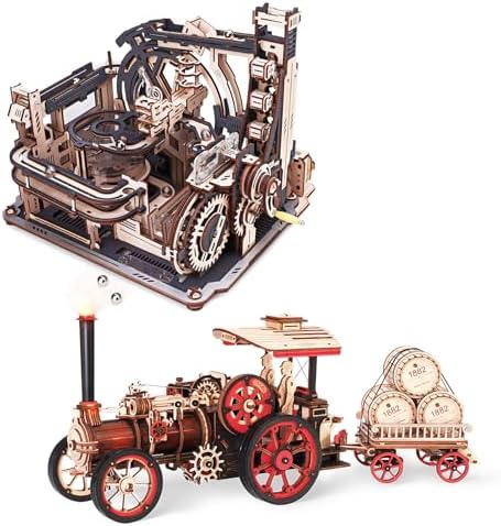 3D Puzzles for Adults, Electric 3D Puzzle Marble Run+Steam Locomotive by Wowood