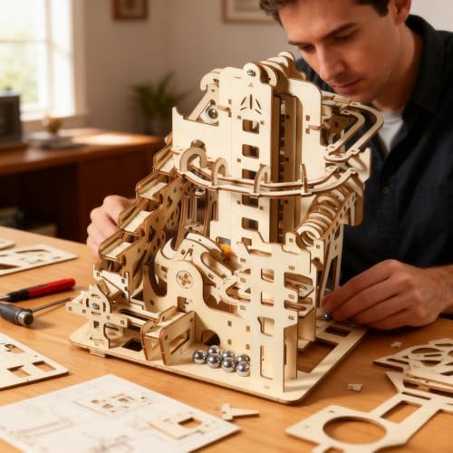 Adult 3D Wooden Marble Run Puzzle Kit, DIY Mechanical Model Construction Set, Educational STEM Puzzle Desktop Toy or Decorative Item for Teens Aged 14 and Up - Image 5