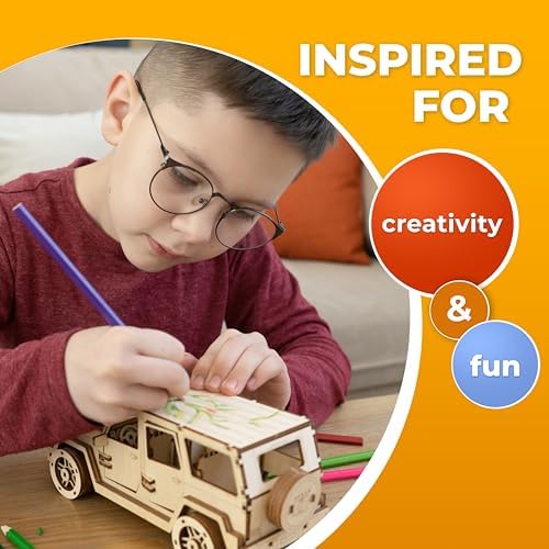 CG Games 3D Wooden Puzzles,RoverPlex F9 Jeep Car Model Kit. Self Building Vehicle DIY Kits, Wood Puzzle Models for Kids to Build, Brain Teaser Educational Puzzle Gifts for 8 Years Old and Up - Image 4