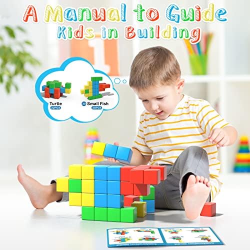 Magnetic Blocks, 1.34 inch Large Magnetic Building Blocks, 3D Magnetic Cubes for Toddlers, Preschool Educational Construction Kit, Sensory Montessori Toys Kids Blocks for Boys Girls Toddlers - Image 5