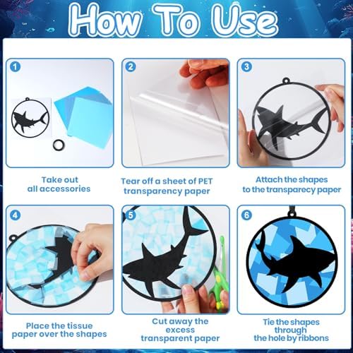 Qyeahkj 36Set Shark Suncatchers Crafts Kit for Kids - Image 3