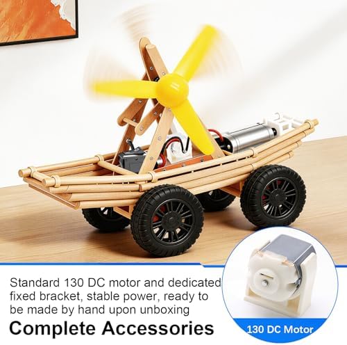 6 Set Electric DC Motor Kit, Electric Small Motor 3-12V 25000 RPM with 9V Battery Clip Connector, Shaft Propeller, 2 x AA Battery Holder, Plastic Wheels for DIY Science Projects - Image 5