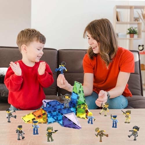 Picasso Toys Magnetic Action Figures Character Law Enforcement for Construction Building Block Tiles Toy Set Magnet Expansion Variety Pack Educational STEM Learning Kit Pretend Playset PTA12 - Image 2